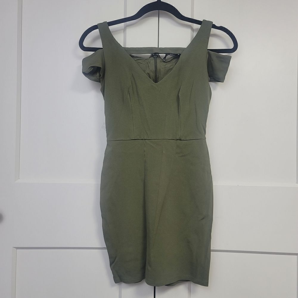 Bebe Bodycon Olive Green Dress, XSmall - Picture 7 of 8